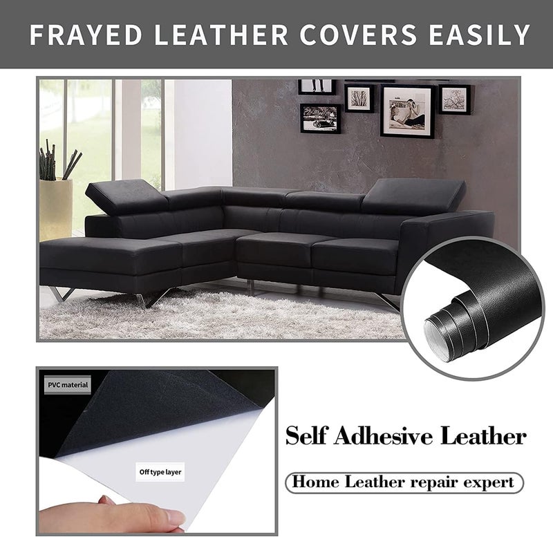 Lifeshoon Leather Repair Patch, 35X158 Inch Self Adhesive Leather Repair, Large Vinyl Patch Tape for Couches, Furniture, Car Seats, Cabinets, Wall, Handbags （Black, 35X158 Inch） - Image 2